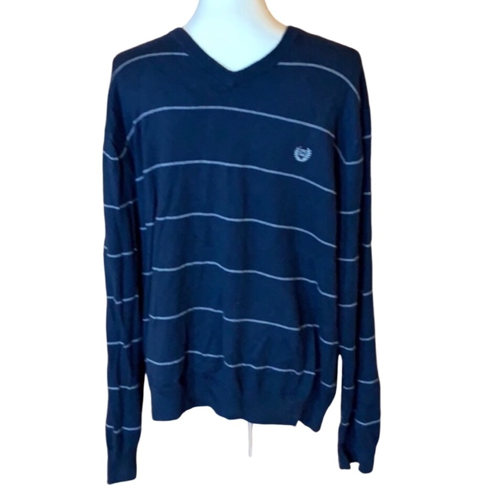Chaps blue cotton cashmere v-neck sweater Size XL